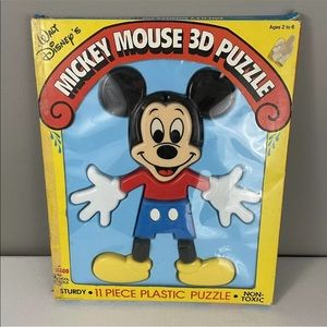 Vintage Illco Disney Mickey Mouse 3D Pre-School Puzzle 11 Pc Plastic Non Toxic